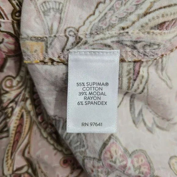 J. Jill Women L Luxe Supima A Line Floral 3/4 Sleeve Tunic Top Paisley Cottage - Picture 6 of 10